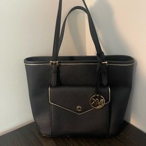 Michael Kors- Saffiano Frame, Black Leather Purse